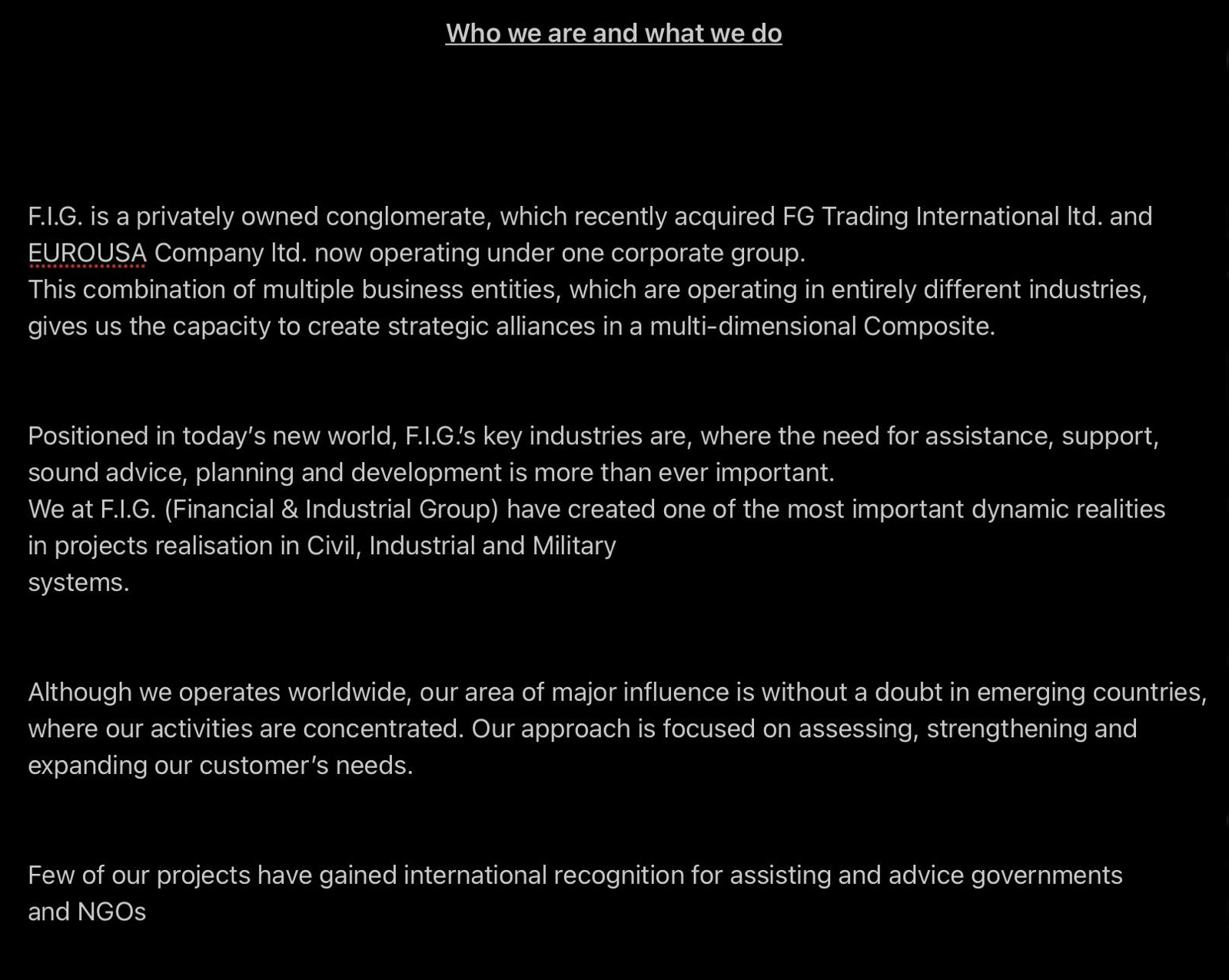 FIG Financial & Industrial Group Ltd